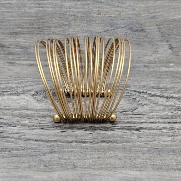 Vintage Gold Tone Retro Solid Stacked Chunky Cuff Bracelet - Picture 6 of 7